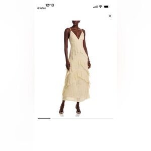 Aqua Pale Yellow Tiered Ruffle Maxi Skirt
